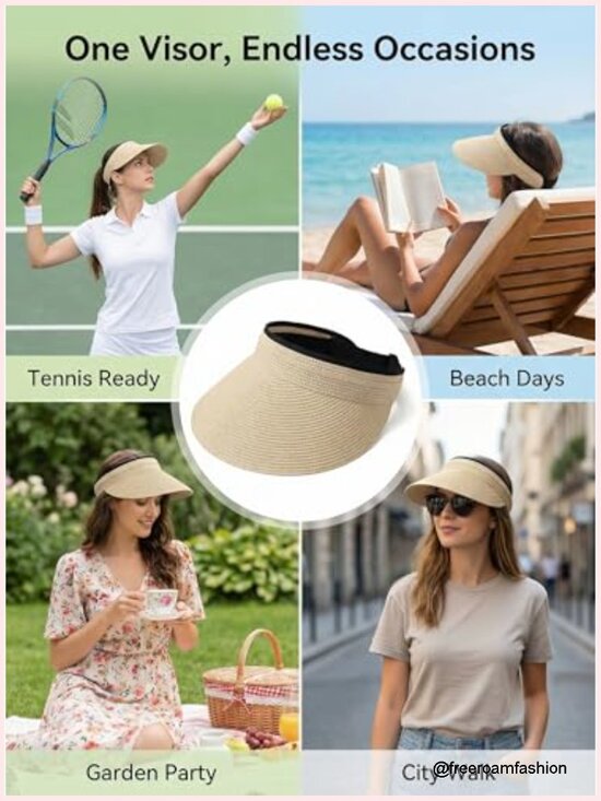 Women\'s Sun Visor Hat UPF 50+ Foldable Packable Travel Beach Ponytail Friendly main image 5